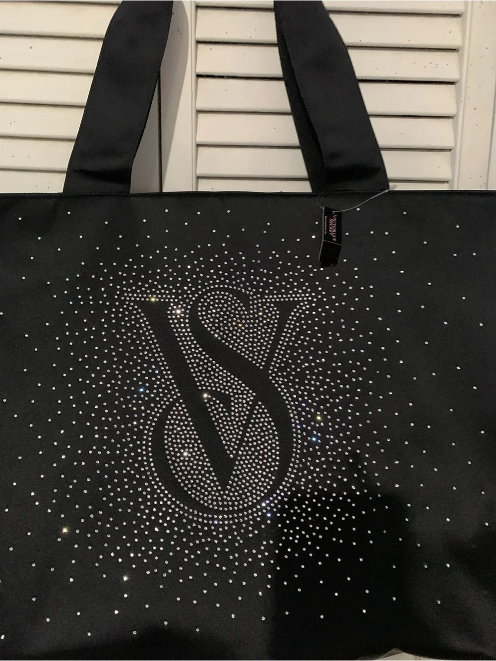 Victoria’s Secret Black Rhinestone Shine Tote Travel Bag NWT